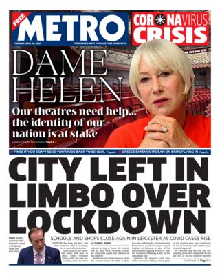 Metro front page 30.06.20