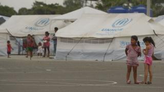 Campo de refugiados en Ecuador.