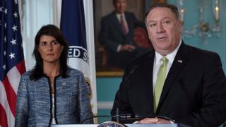 Nikki Haley y Mike Pompeo