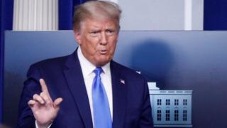 Us President Donald Trump at a White House press briefing, 23 September 2020