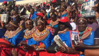 Mourners at the Nyayo National Stadium