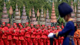 Image shows the procession to transfer the ashes of King Bhumibol from the crematorium to the Grand Palace on 27 October 2017