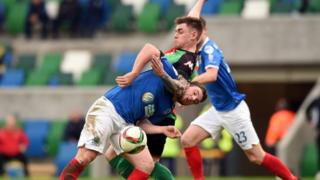 A flare was let off at the Irish Premiership game between Linfield and Glentoran on Saturday afternoon