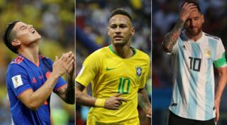 James Rodríguez, Neymar y Lionel Messi