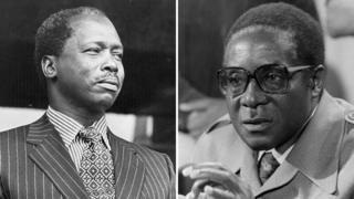 Composite picture of Daniel arap Moi and Robert Mugabe
