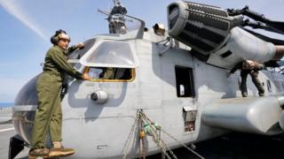 Diyaaradda kuwa qumaatiga u kaca ah ee dhibaatadu soo gaartay waa CH-53E (sawirkani waa mid hore)