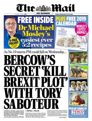 Mail on Sunday front page