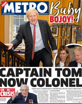 The Metro front page 30 April