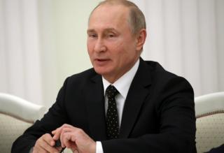 Президент России Владимир Путин выступает в Кремле 6 марта 2019 года в Москве, Россия.