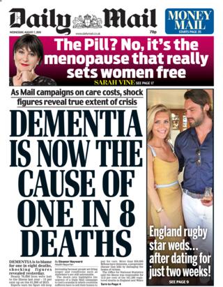 Front page of the Daily Mail