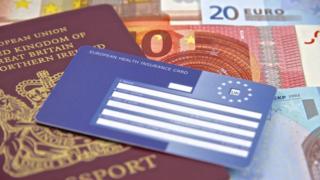 EHIC card, passport and euros