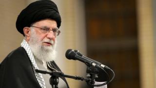 Supreme Leader Ayatollah Ali Khamenei addressing a meeting in Tehran, Iran, 08 January 2020