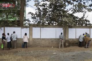 Checking long printed lists of voters' names in Dandora