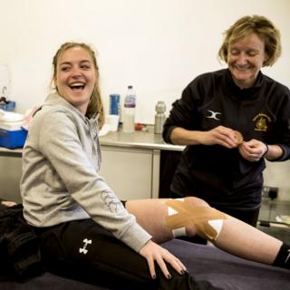Verity Brooker with the physio