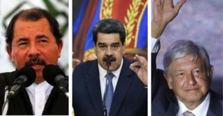 Os presidentes Daniel Ortega, Nicolás Maduro e Andrés Manuel López Obrador