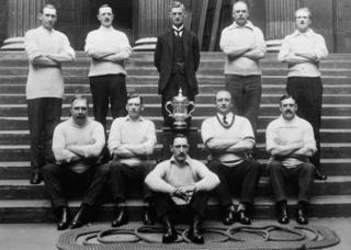 Bank of England messengers - St Christopher's Sports Club - winners of Forbank's Tug of War Cup 1921
