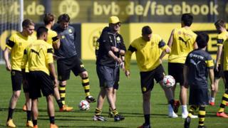 Jurgen Klopp takes training at Borussia Dortmund