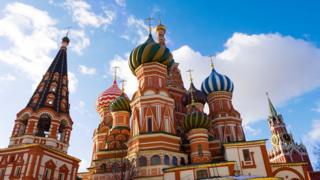 The Saint Basil's Cathedral on the Red Square in Moscow on a sunny summer day