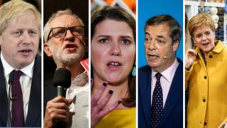 Boris Johnson, Jeremy Corbyn, Jo Swinson, Nigel Farage and Nicola Sturgeon