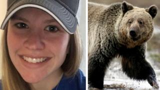 Amber Kornak y un oso pardo