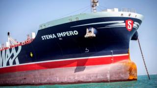 File photo showing British-flagged oil tanker Stena Impero at anchor off Bandar Abbas, Iran (22 August 2019)