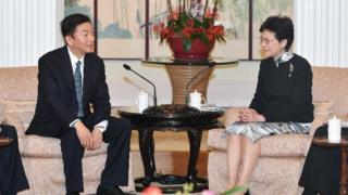 骆惠宁2018年以山西省委书记身份到访香港,与特首林郑月娥会面。