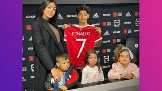 Cristiano Ronaldo Junior, with Georgia Rodrigeuz and three younger siblings