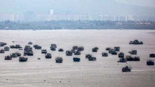 Fishing boats anchored in Mumbai