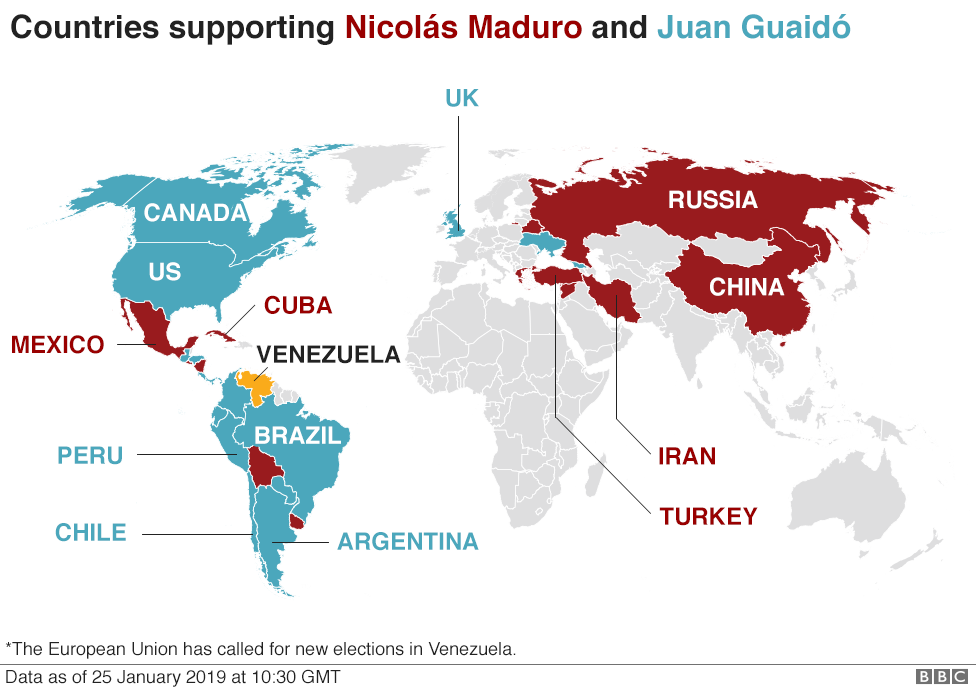 Map showing which countries support