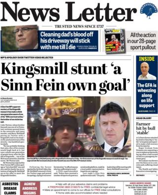front page of the News Letter, Monday 8 January 2018