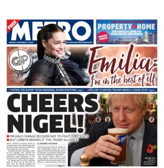 Metro front page