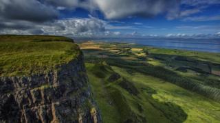 Binevenagh mountain and Lough Foyle in the distance