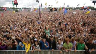 Fans at Glastonbury Festival