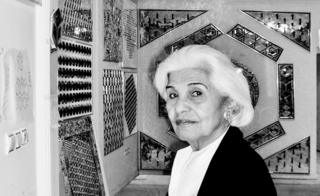 Monir Farmanfarmaian in her workshop in Tehran