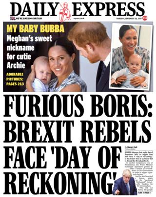 Daily Express front page 26/09/19