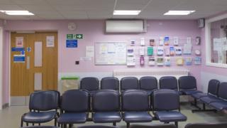 Empty hospital waiting room