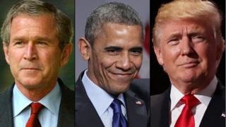 The Last three American Presidents - George W Bush Jr. - Barak Obama - Donald Trump.