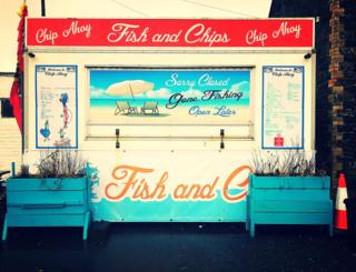 A fish and chips stall in Portpatrick, Scotland.