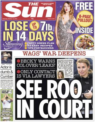 Front page of the Sun on 12 October 2019