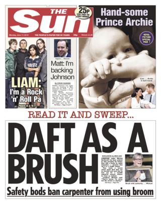 The Sun front page