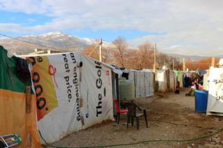 An informal Syrian refugee camp in Lebanon's Bekaa Valley, near the Syrian border