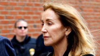 Felicity Huffman arrives to court