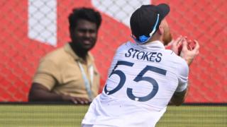 England captain Ben Stokes takes a diving catch