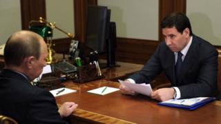 бывший губернатор Челябинской области Михаил Клементьев и президент России Владимир Путин