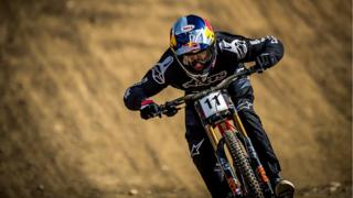 Aaron Gwin on the stolen bike