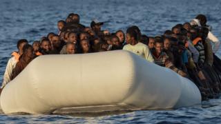 Migrants in a boat