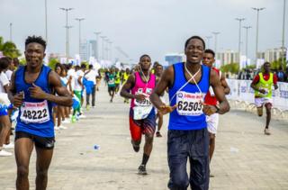 People reaching the finish line