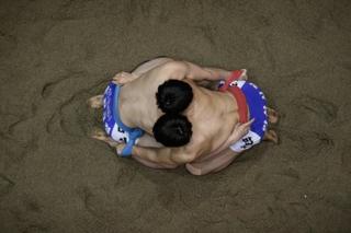 지난 19일 경북 안동에서 열린 '천하장사 씨름대축제'에서 선수들이 대결을 시작하고 있다