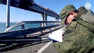 Crimea Bridge Partly Reopens After Huge Explosion - Russia - BBC News