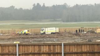 A bomb disposal team at Newbury racecourse